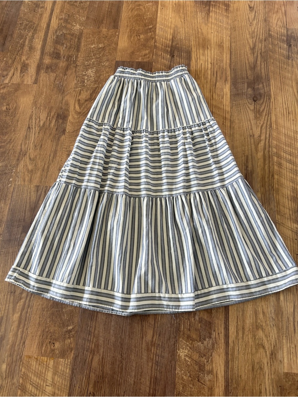 Universal Thread Blue and White Striped Tiered Midi Skirt